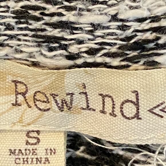 Rewind Sweater Mesh Sleeves Knit Geometric Stripes Cream Black Womens Size Small - Picture 5 of 5